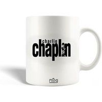 Keramische mokken maniacase Charlie Chaplin zwart logo