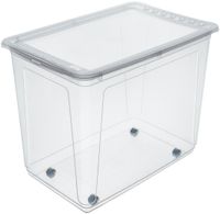Keeeper opbergbox met wielen 63 liter - transparant - stevige speelgoedbox.
