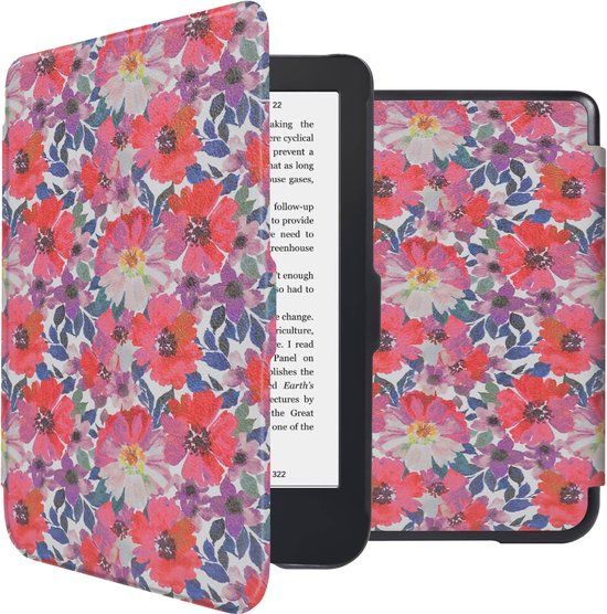 imoshion Ploonk B.V. Ereader Hoes - Geschikt voor Kobo Clara 2E/Tolino Shine 4 - Flower Watercolor
