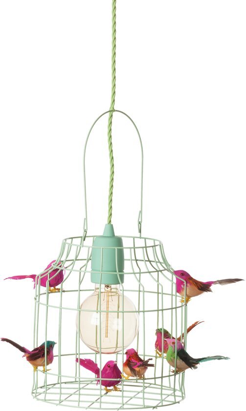 Dutch Dilight Babykamer hanglamp mintgroen en roze met vogeltjes nÃ©t echt