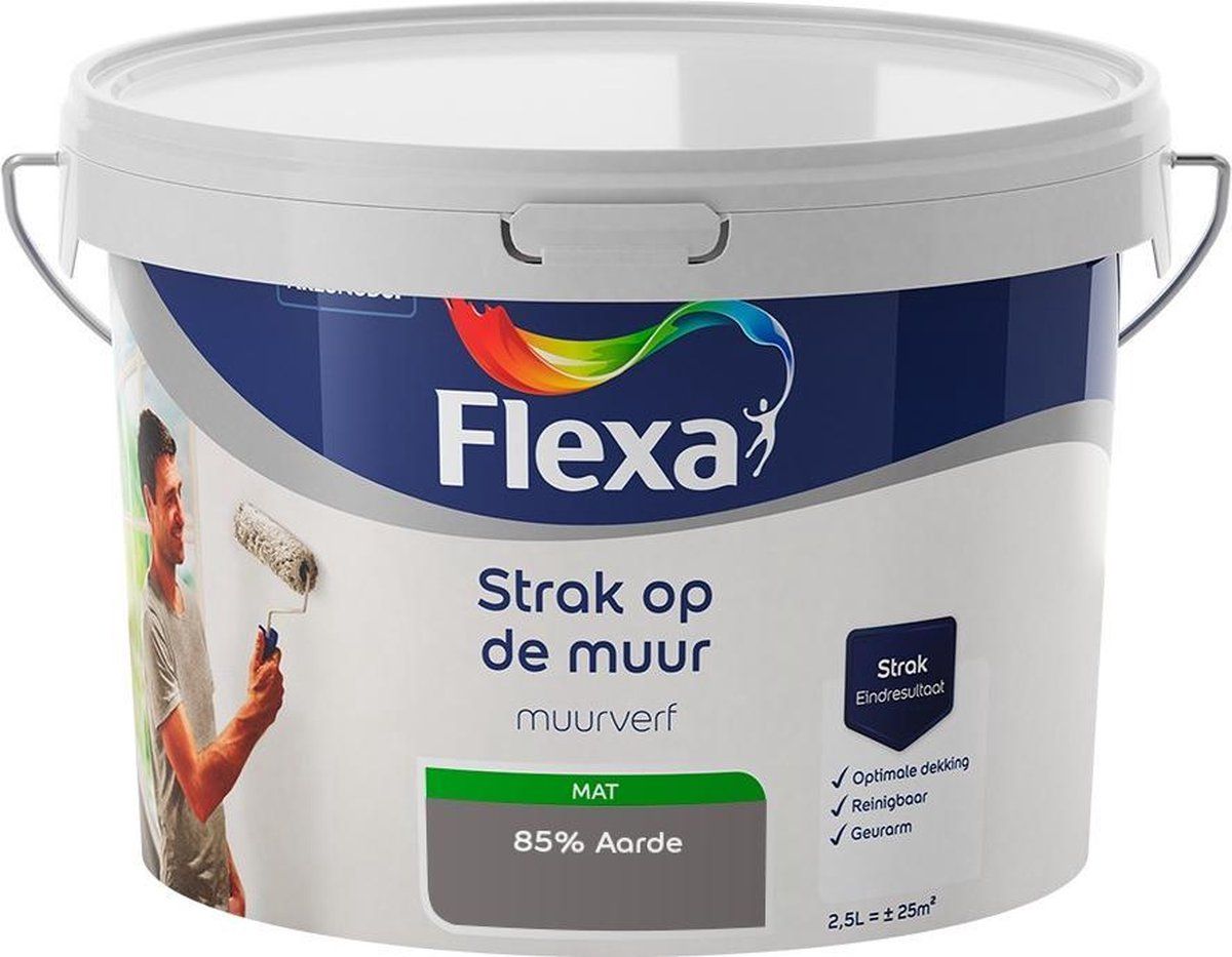 FLEXA Strak op de muur Muurverf Mengcollectie 85% Aarde 2,5 liter - 8711113197809