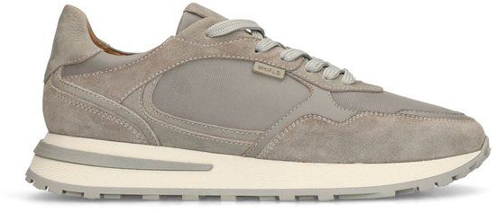 Manfield Grijze leren sneakers met suède details - Maat 45