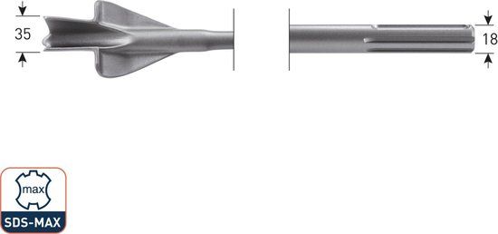 Rotec SDS-MAX Vleugelbeitel 35x380mm