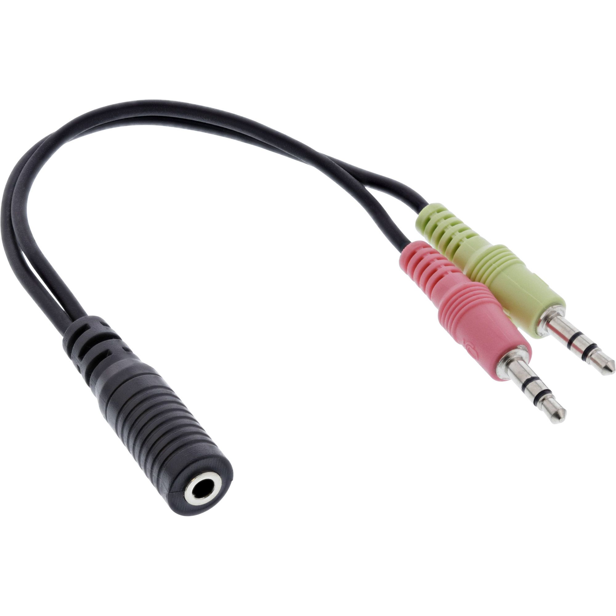 Inline Audio Kabel 0.15m - 3.5mm/2x3.5mm - Zwart