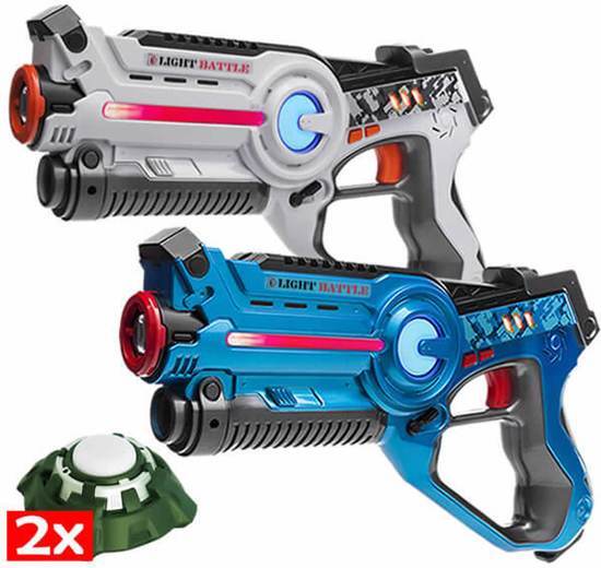 Light Battle 2x Active laser pistool wit/blauw + 2 Lasergame Targets