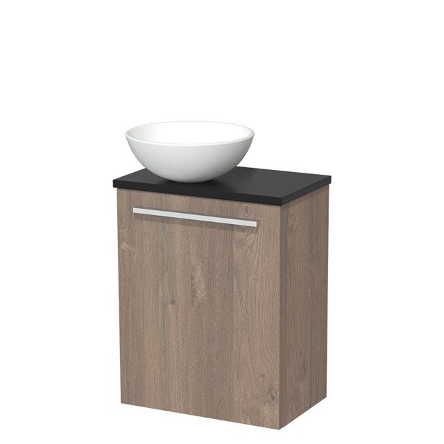 Maxaro Toiletmeubel Modulo Middenbruin Eiken 41 cm Mat Zwart
