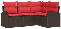 vidaXL Tuinbank - Set - Bruin - Polyrattan - 2 zitplekken
