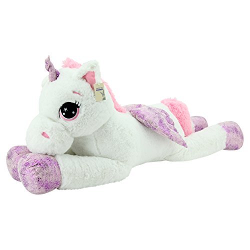 Sweety Toys 8056 XXL Einhorn Pegasus Plüschtier Kuscheltier 130 cm weiss