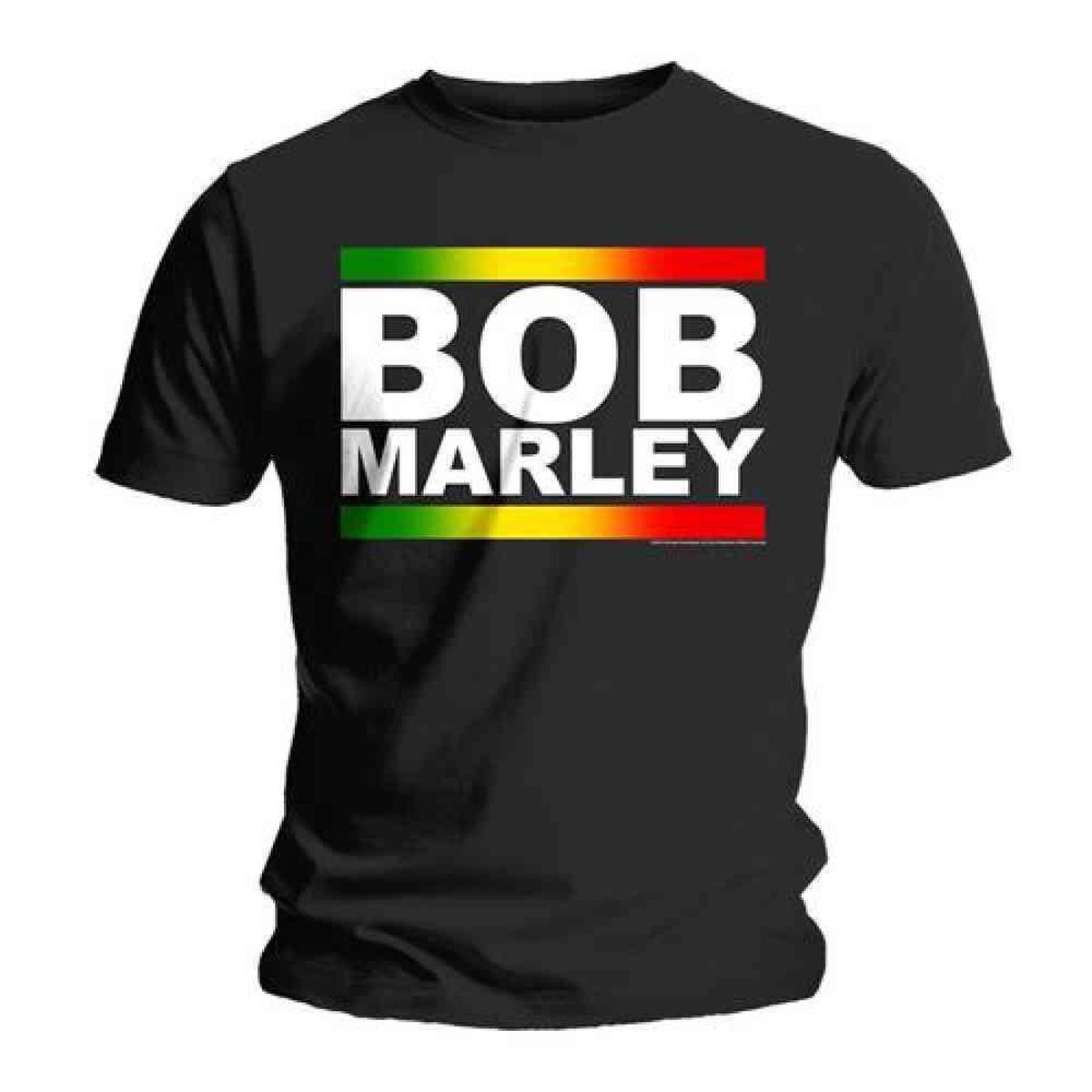 Rocks-Off Bob Marley Heren Tshirt -XL- Rasta Band Block Zwart