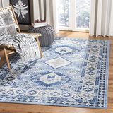 SAFAVIEH Kazak Collection, op stam-geïnspireerd tapijt voor woonkamer, eetkamer, slaapkamer - Kazak Collection, korte pool, blauw en crème, 122 x 183 cm