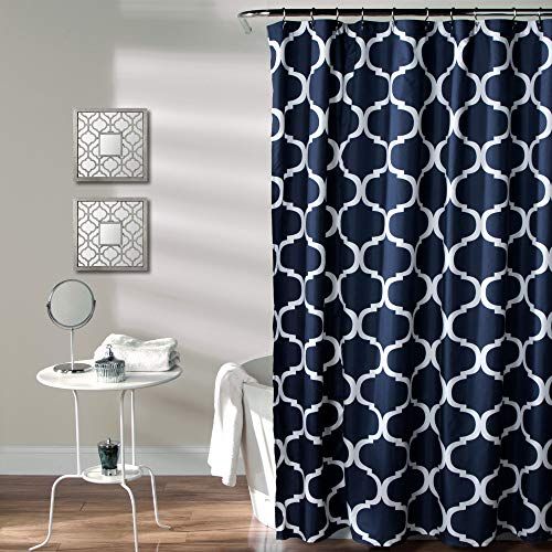 Lush Decor Navy Douchegordijn met Trellisprint - 72x72 inch