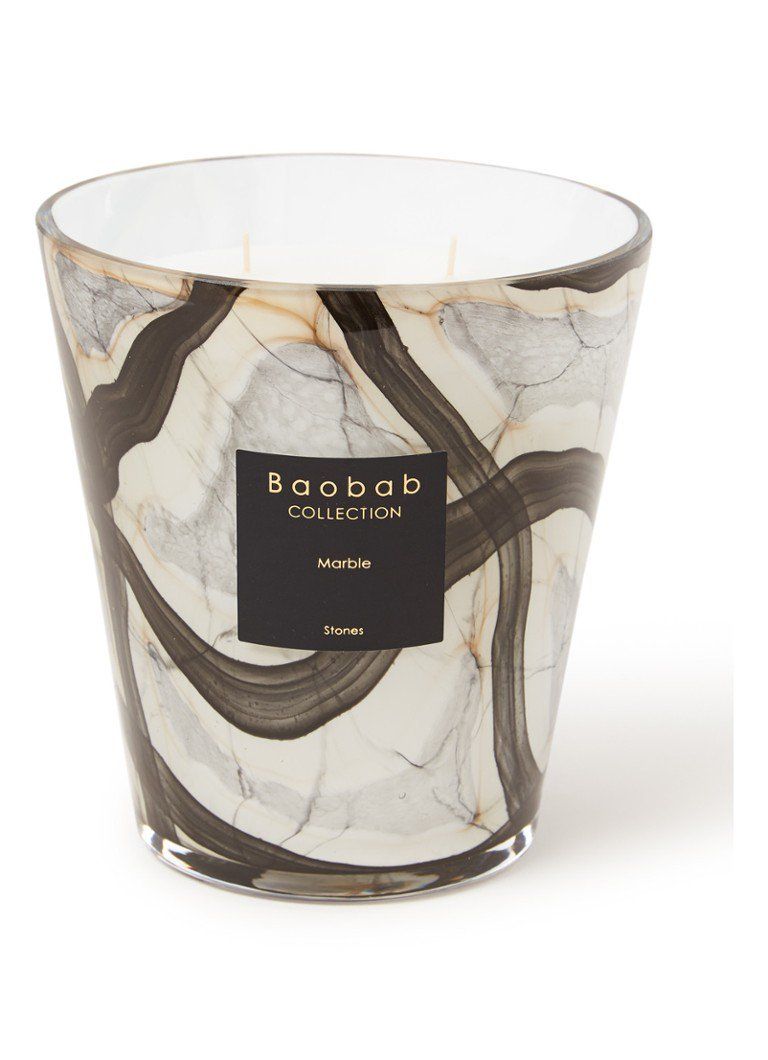 Baobab Collection Stones Marble geurkaars 20 cm - donkergrijs