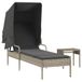 Prolenta Maison Exclusive - Ligbed met zonnedak en tafel, lichtgrijs, polyrotan