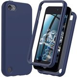 Hensinple Siliconen hoes voor iPod Touch 7/6/5 - Schokbestendige beschermhoes met ingebouwde schermbeschermer - Jongens (blauw)