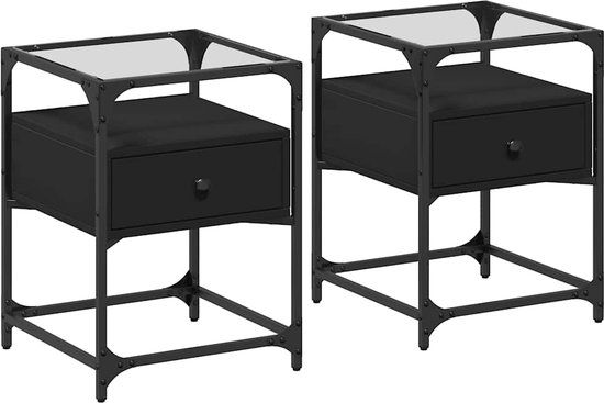 vidaXL Nachtkastjes 2 stuks 40x40x55 cm bewerkt hout zwart