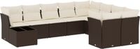 vidaXL 10-delige Loungeset met Kussens Poly Rattan Bruin