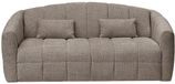 Vente-unique Driezitsslaapbank express in boucléstof taupe - Slaapruimte 140 cm - Matras 13 cm RETUNA