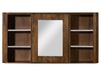 Massivmoebel24 Armoire pour salle de bain BARCELONA avec miroir en bois de manguier 145x20x75 marron laqué / marbre blanc