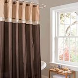 Lush Decor Terra Kleurblok Douchegordijn Stof Gestreept Neutraal Badkamerdecor, 72" B x 72" L, Bruin & Beige