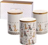 Merkloos SPOTTED DOG GIFT COMPANY Keramische Voorraadpotten met Luchtdichte Deksels – Set van 3 Keuken Opbergpotten met Hond Ontwerp voor Koffie Thee Suiker | Cadeau voor Hondenliefhebbers