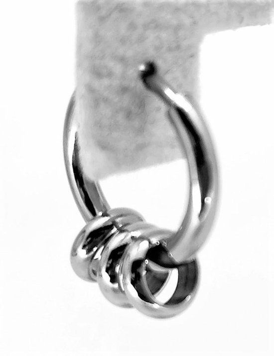Lili 41 Zilverkleurige oorringen 12 mm met 3 deco ringen - Chirurgisch staal 316L - Unisex