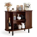 VEVOR Dressoir Keukenkast met 2 Schuifdeuren, Buffetkast In Middeleeuwse Stijl voor Woonkamer/hal, Opbergkast 100x40x75cm, Walnoot Keukenbuffet