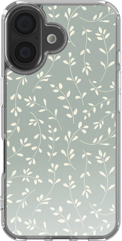 imoshion Hoesje - Geschikt voor Apple iPhone 16 - Design hoesje - Smoke Green Flowers