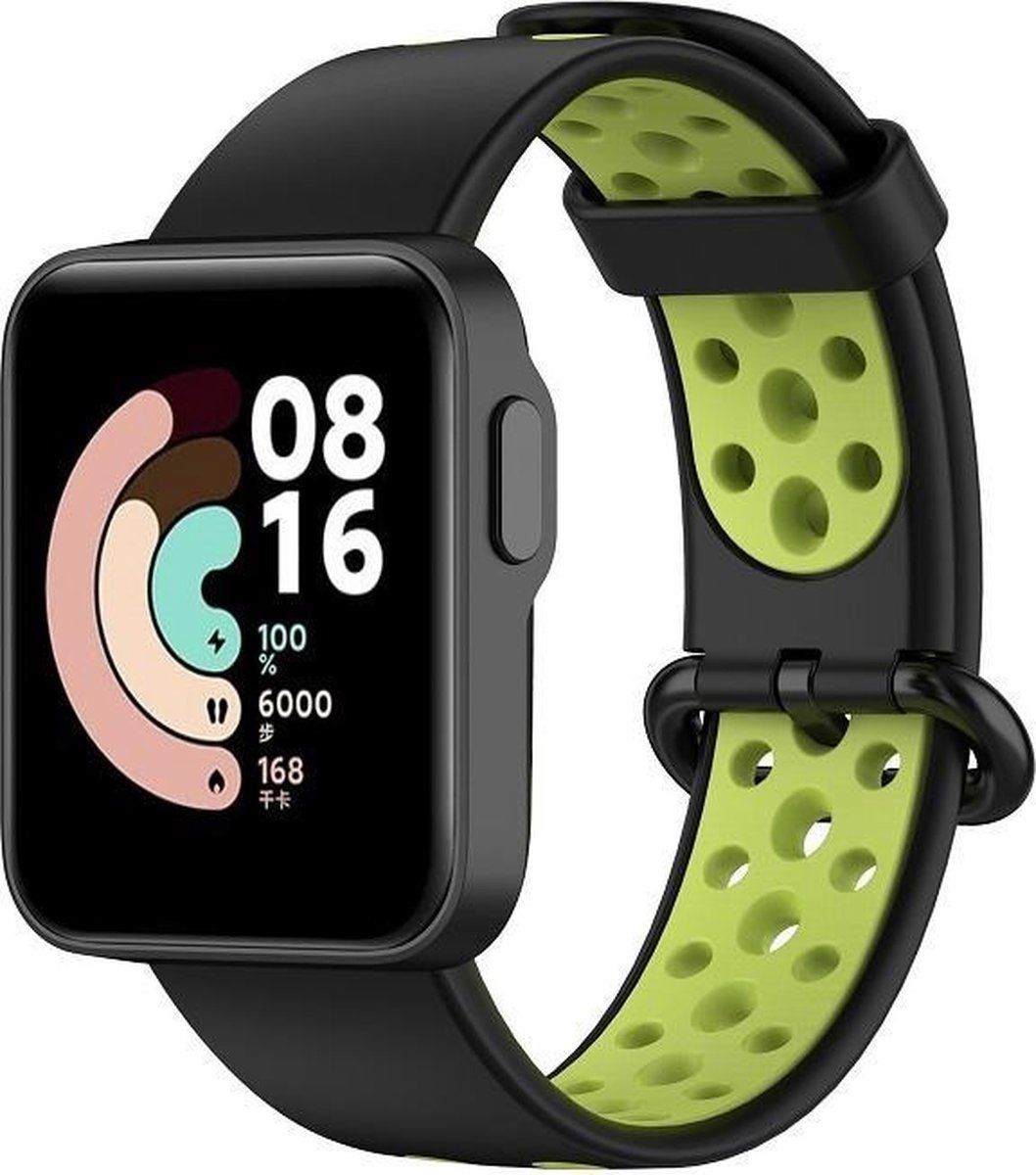 Strap-it Xiaomi Mi Watch Lite sport bandje - zwart/groen
