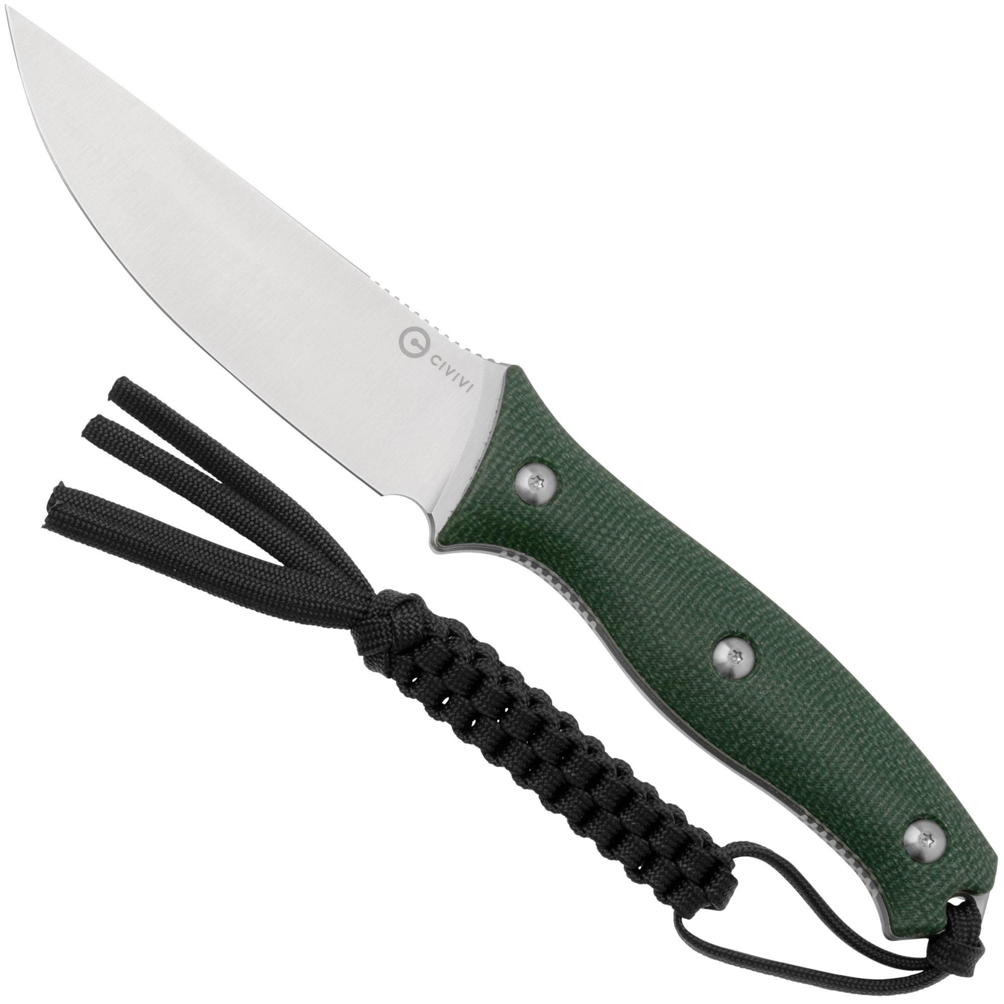 CIVIVI Stormridge C23041-2 Fixed Blade Knife - Satin Nitro-V - Green Canvas Micarta