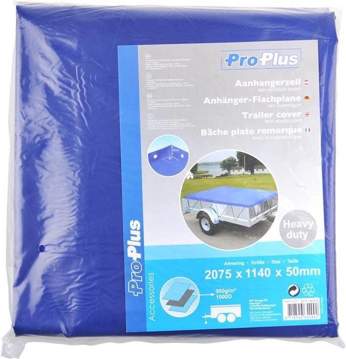 ProPlus aanhangerzeil 207,5 x 114 x 5 cm blauw 500 gr/m²