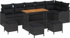 vidaXL Banc de jardin 10 pièces noir poly rotin