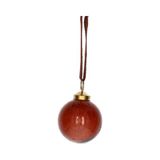 Boule de Noël, verre gravé, lune, étoiles et points, rouge-brun, Ø6,5 cm