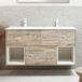 Hudson Reed Hoxton Meuble de lavabo suspendu 121,2cm avec étagère ouverte et éclairage LED - Chêne clair, incl. Lavabo double Elements en blanc