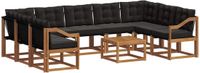 vidaXL Hoek loungeset 9 zitplekken Acacia hout Naturel en zwart