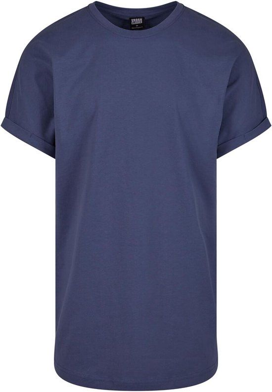 Urban Classics Long Shaped Turnup Tee Heren T-shirt - blauw - L