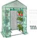 Shanghai Sishun Technology Co., Ltd Serre, 4,6 x 2,4 x 6,7 ft avec étagères, montage rapide, surface PE très résistante, portes et fenêtres, cadre en acier pour plantes et stockage, vert