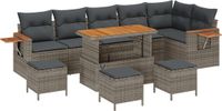 vidaXL Tuinbank Set 12-delig 8 Zitplaatsen Grijs Poly Rattan