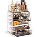Sorbus Acryl Make-up Organizer Set met 7 Lades en Brede en Kleine Vakken, Zwart Getinte Opberger voor Cosmetica, Penselen en Sieraden, Cadeau voor Dames en Tieners