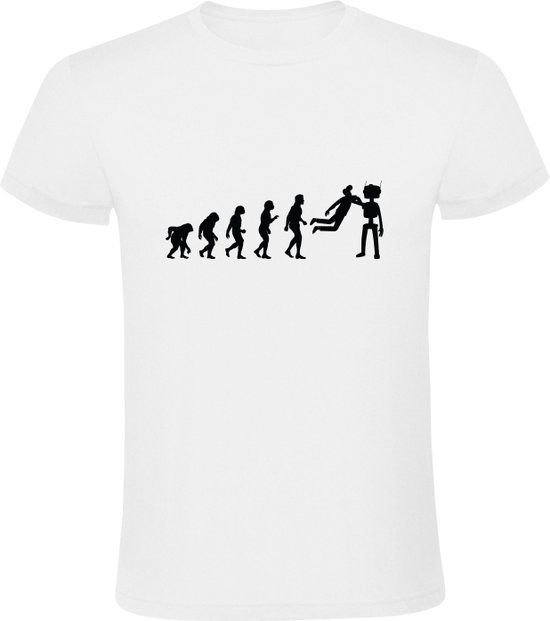 Robot Evolutie Heren T-shirt 3XL - Wit