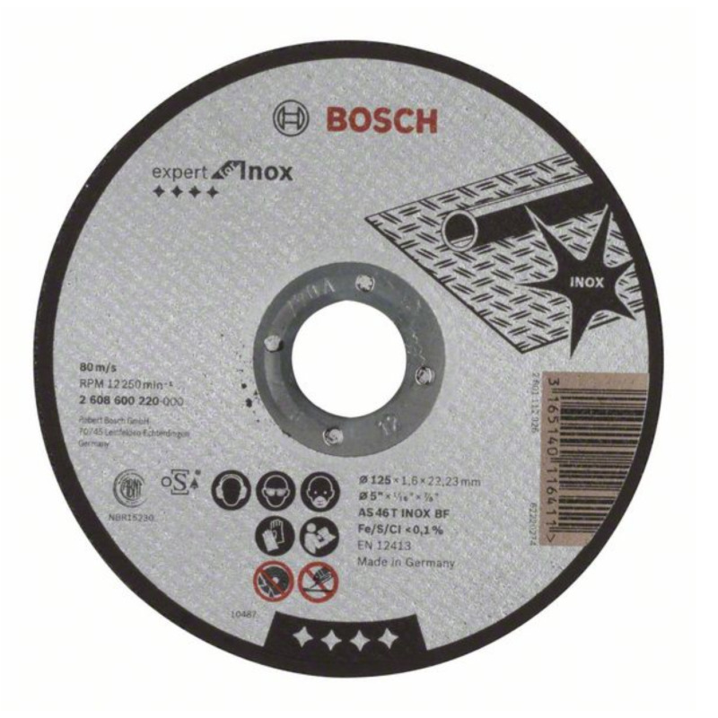 Bosch Bosch - Doorslijpschijf recht Expert for Inox AS 46 T INOX BF, 125 mm, 22,23 mm, 1,6 mm