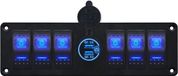 ProRide Schakelpaneel 12V voor Auto/Boot - USB Stopcontact 2 Poorten met Schakelaar - QC3.0 - PUSB1QC-B - 6 schakelaars - Blauw
