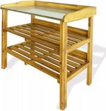 vidaXL Table d'appoint avec 2 étagères bois d'acacia massif et zinc