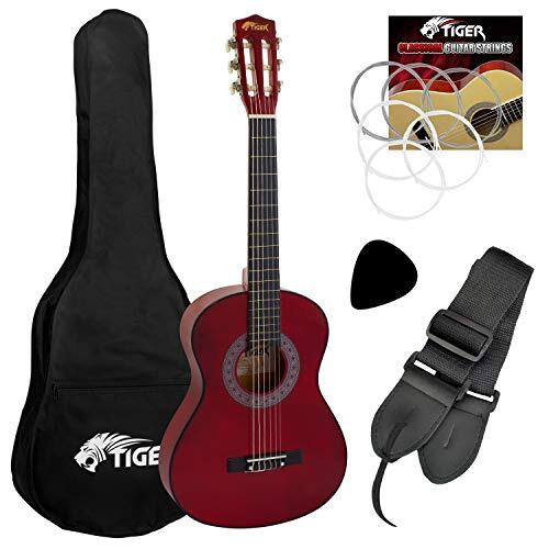Tiger Music Beginner 1/2 grootte klassieke gitaar Pack Rood 1/2 Size Red With Bag