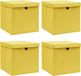 vidaXL Opbergboxen met deksel 4 st 32x32x32 cm stof geel