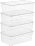 Rotho Clear Set van 4 opbergdozen 5l met deksel, Kunststof (PP) BPA-vrij, transparante, 4 x 5l