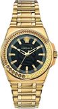 Versace Dames VEHD00520 Polshorloge Analoog Quartz Staal Zilverkleurig Zwart Goudkleurig 40mm Saffierglas 5 ATM