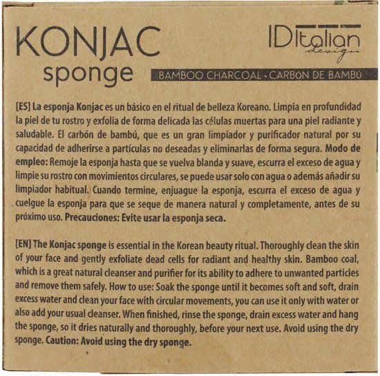 Italian Design Konjac Sponge with Bamboo Charcoal