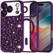 Techsuit Hoesje geschikt voor Apple iPhone 17 Pro - Luxury Glitter Back Cover - Geschikt voor MagSafe - Donkerpaars