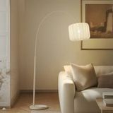 Lindby Lampadaire Helin, beige, textile, hauteur 198,5 cm
