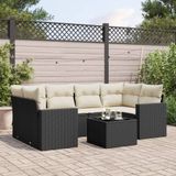 Maison Exclusive - Ensemble de jardin, 7 pièces, avec coussins, noir, en polyrotin